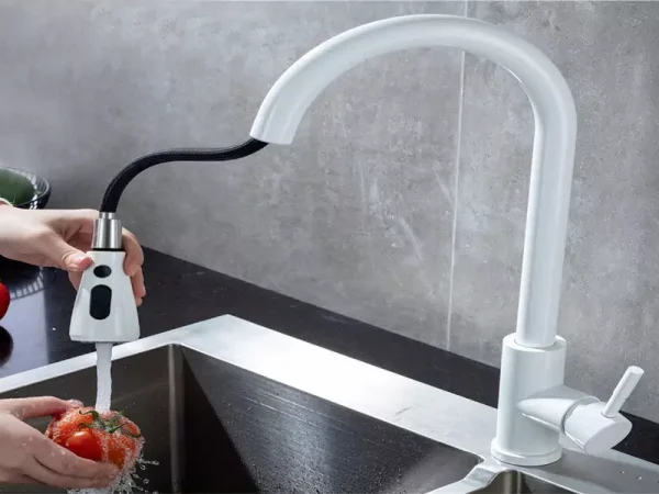 Use a White Kitchen Faucet with a Stainless Steel Sink