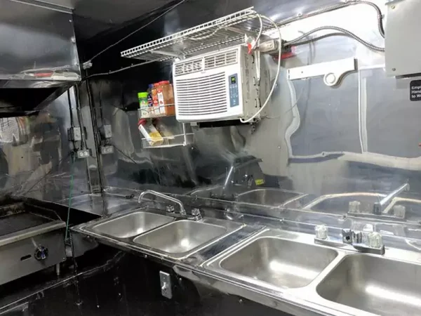 two sinks in a food truck